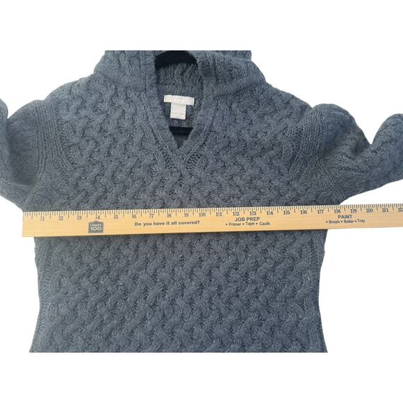 Kenji Womens Medium Blue Wool Alpaca Blend Hooded Cable Knit Sweater #5746 - Picture 9 of 12